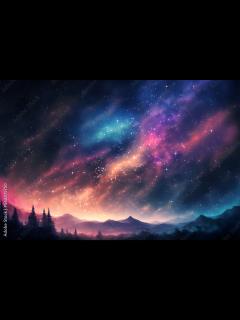 [x]Galaxy landscape background. Night sky with stars wallpaper. Generative ...