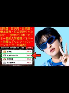 [x]目黒蓮 Snowman：吉沢亮・目黒蓮・橋本環奈・浜辺美波らが上位に！【歴代の日本アカデミー賞新人俳優賞ノミネート俳優の『タレントパワー ...